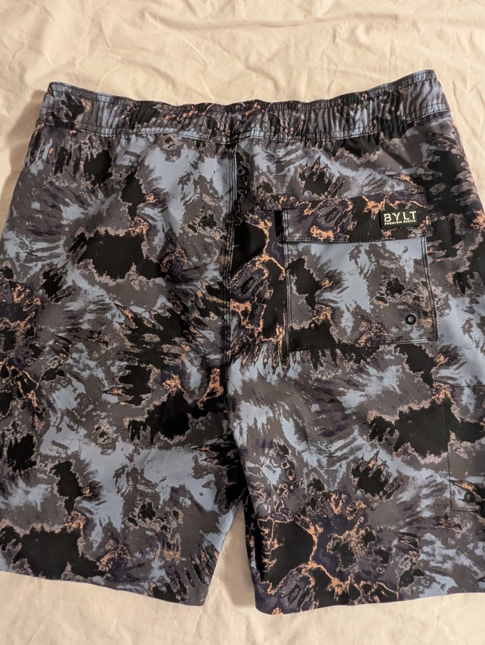BYLT Basics Coastal Board Shorts Men's Size M Tie Dye Elastic Waist Swim Beach - Picture 3 of 7